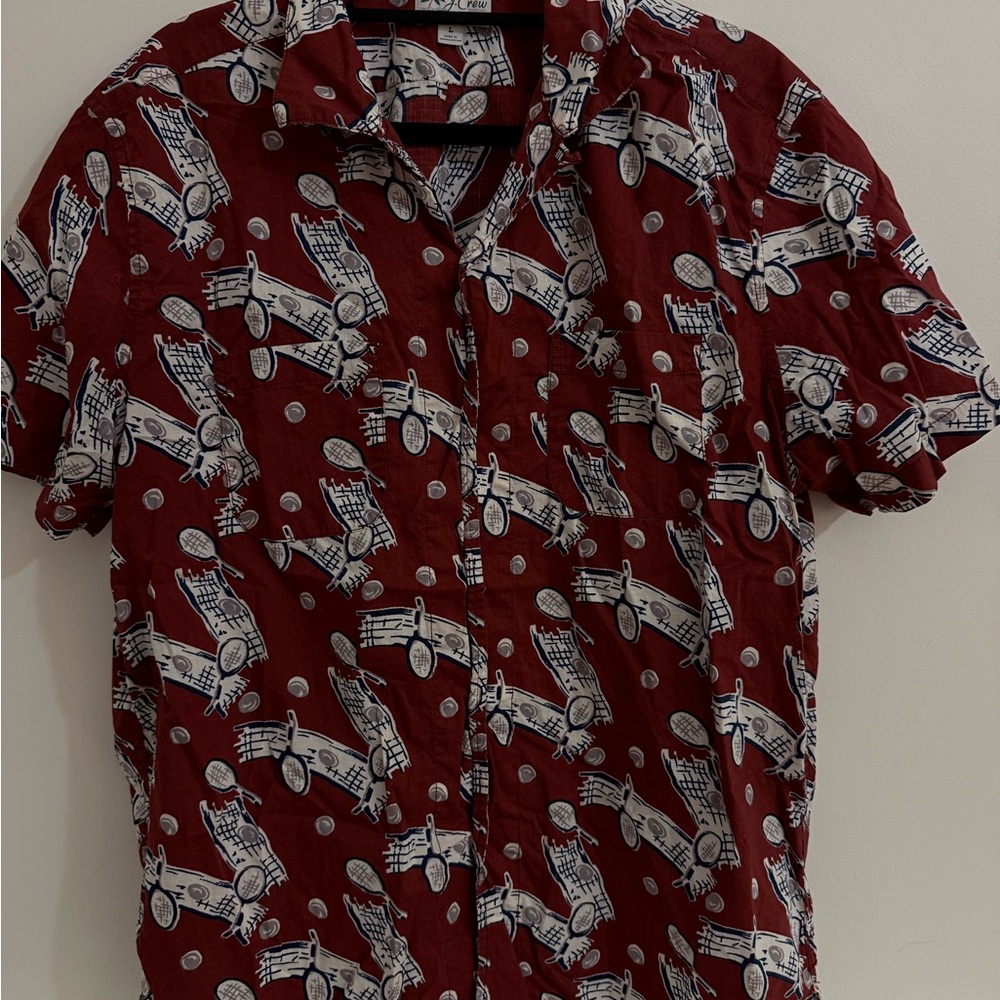 Jcrew Tennis Patterned Camp Shirt
